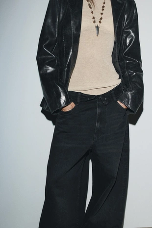 Джинсы TRF со средней посадкой и отворотом на поясе- Заказать в России