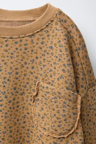 Ochre | 5643/603/703 - Zara Толстовка с цветочным принтом и кружевным карманом