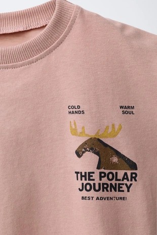 Dark pink | 5643/962/664 - Zara Лонгслив с принтом «горы»