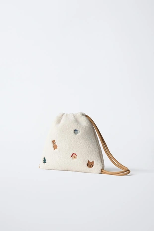 Купить Zara Сумка из искусственной овчины с вышивкой