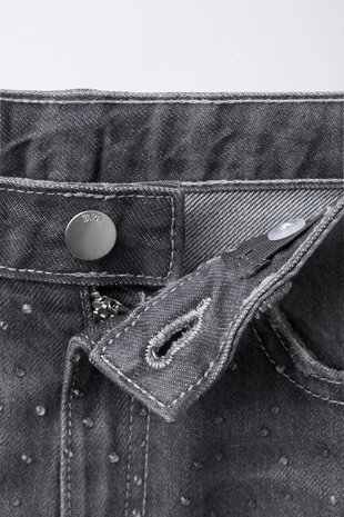 Джинсы WIDE LEG со стразами- Заказать в России