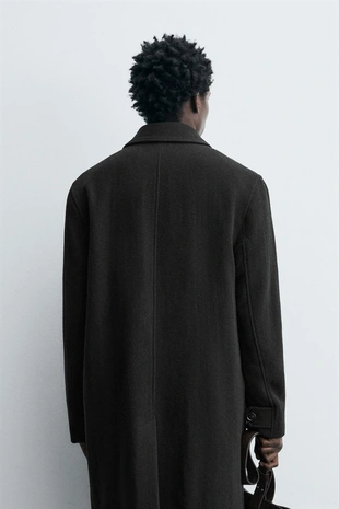 Пальто из 100% шерсти в елочку- Заказать в России