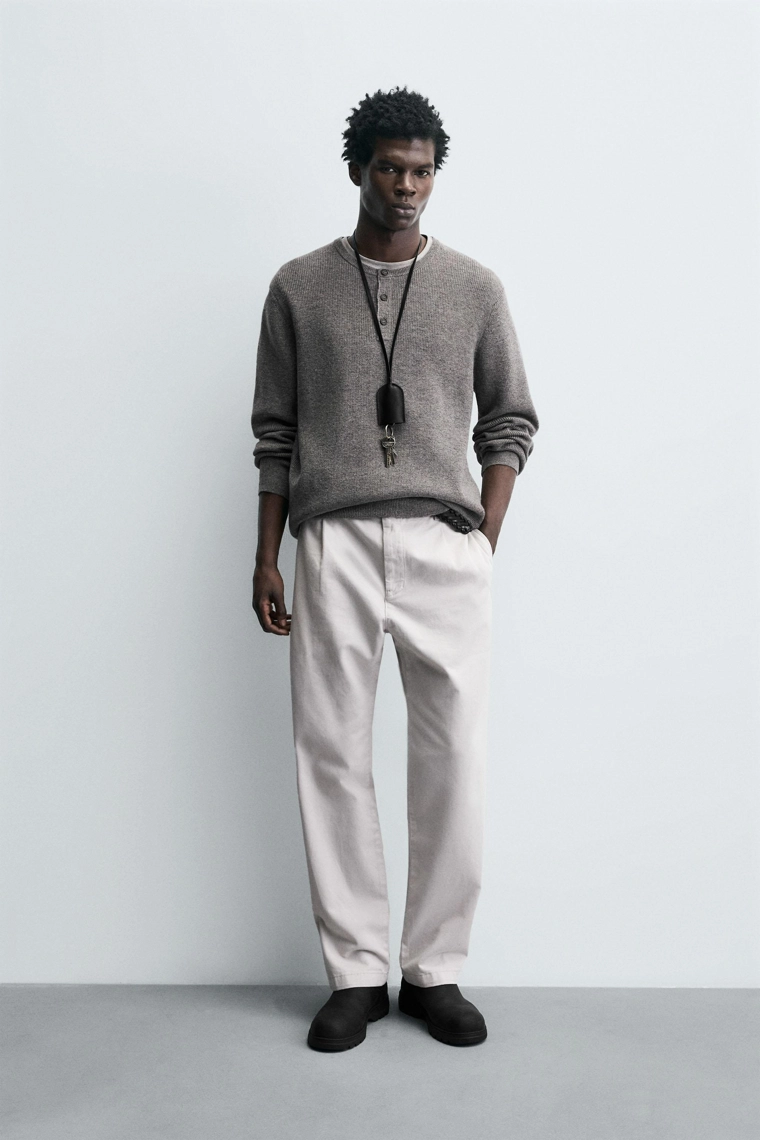 Джемпер с воротником бекер из рубчика