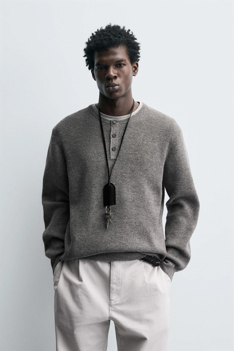 Джемпер с воротником бекер из рубчика