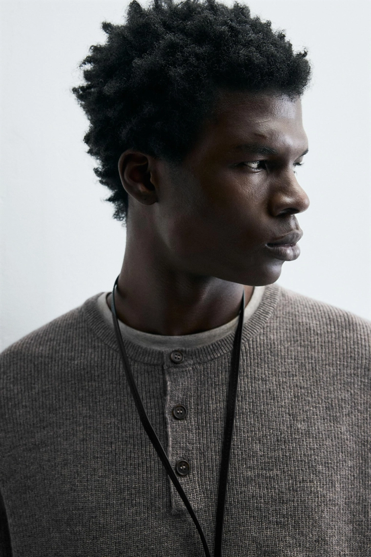 Джемпер с воротником бекер из рубчика