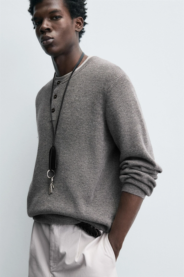 Джемпер с воротником бекер из рубчика