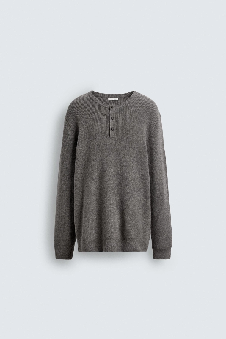 Джемпер с воротником бекер из рубчика