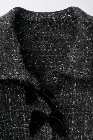 Кардиган с блёстками и бархатными бантами- Заказать в России