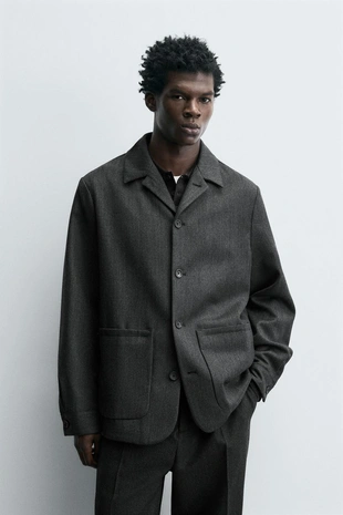 Куртка-рубашка из 100% шерсти с карманами- Заказать в России
