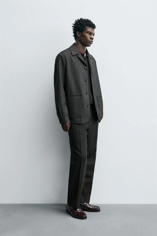 Куртка-рубашка из 100% шерсти с карманами- Заказать в России