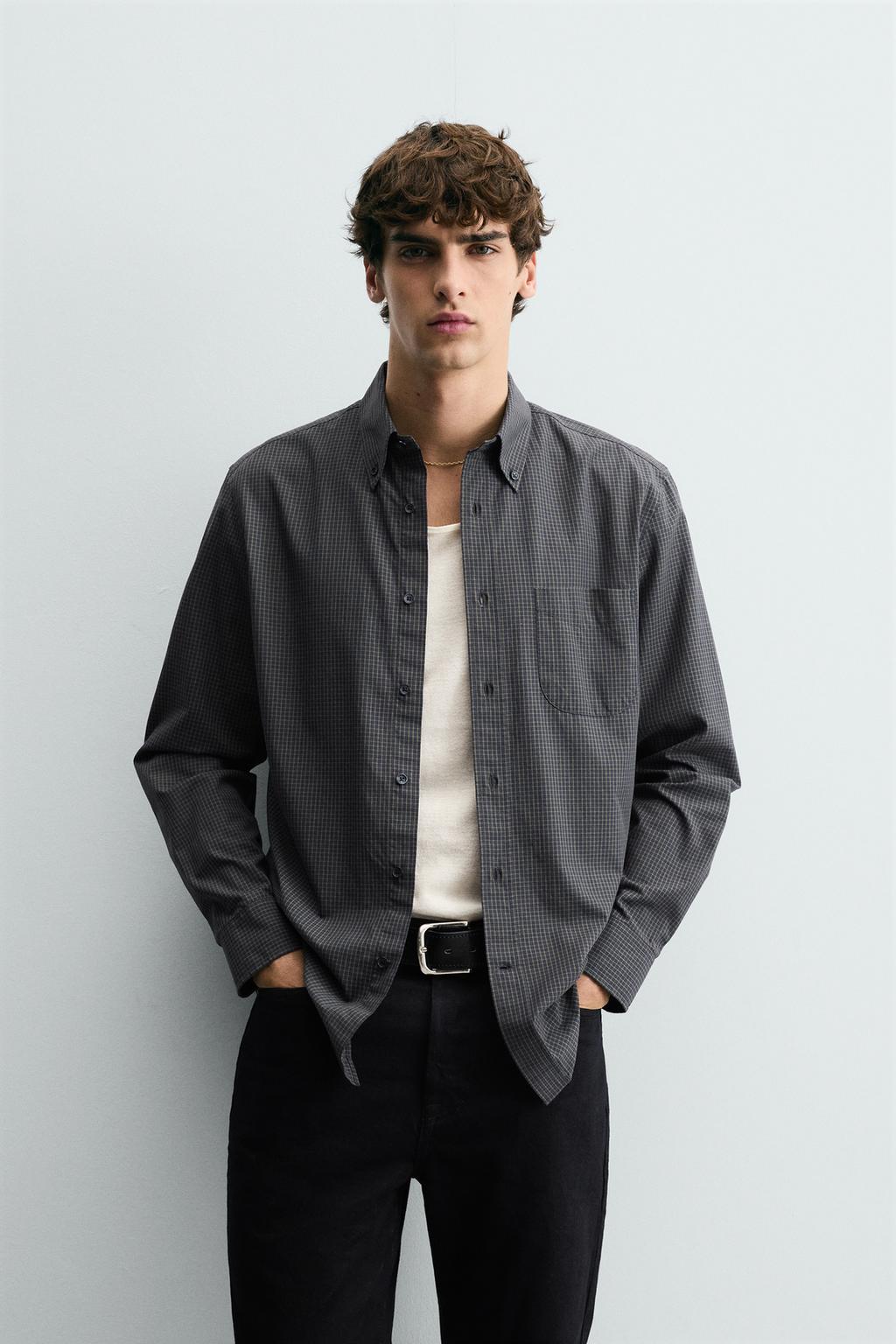 РУБАШКА В КЛЕТКУ ИЗ РЕЛЬЕФНОЙ ТКАНИ