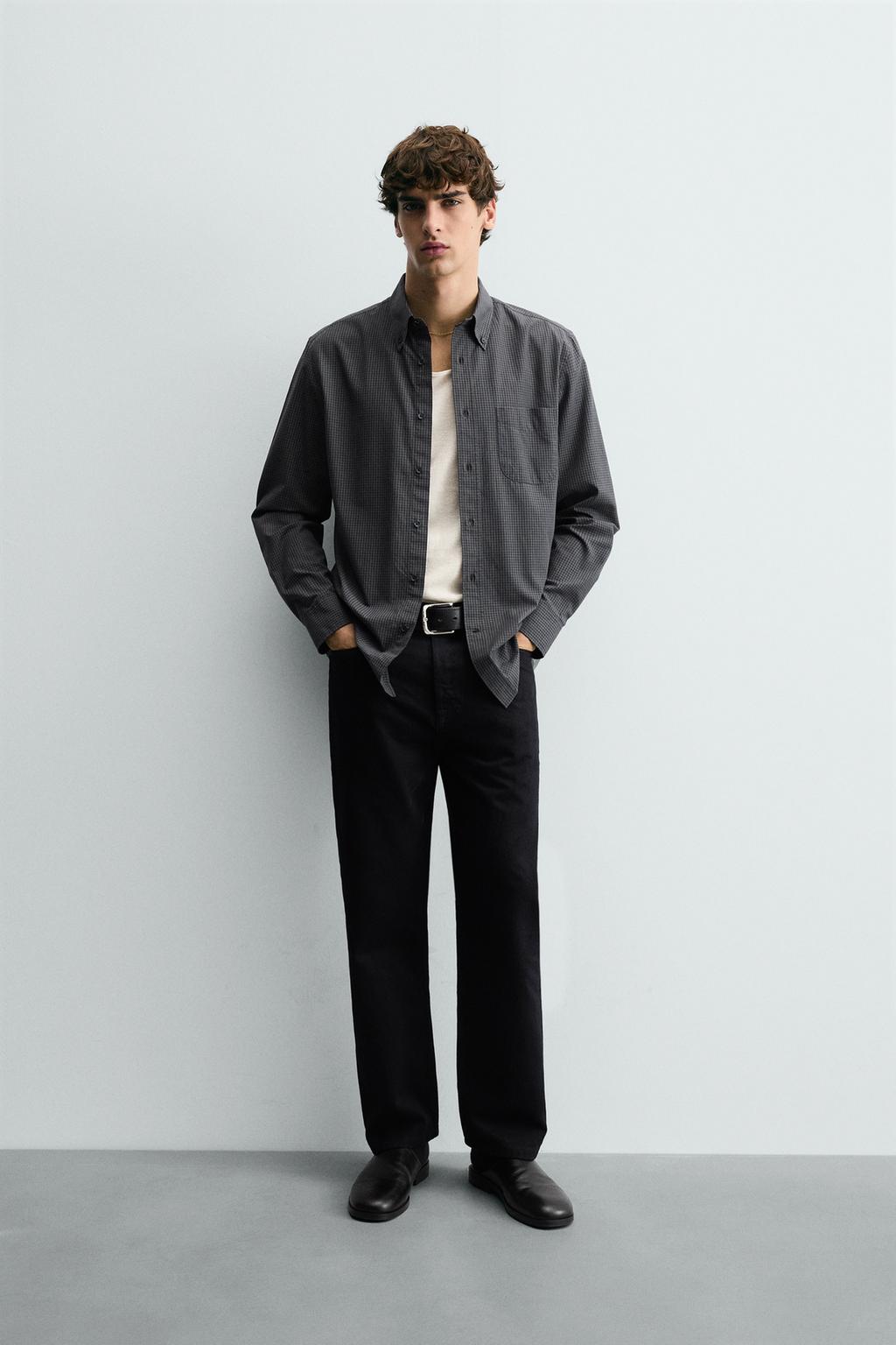 РУБАШКА В КЛЕТКУ ИЗ РЕЛЬЕФНОЙ ТКАНИ