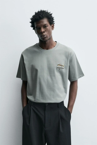 Купить Zara Футболка с вышивкой в виде рыбы