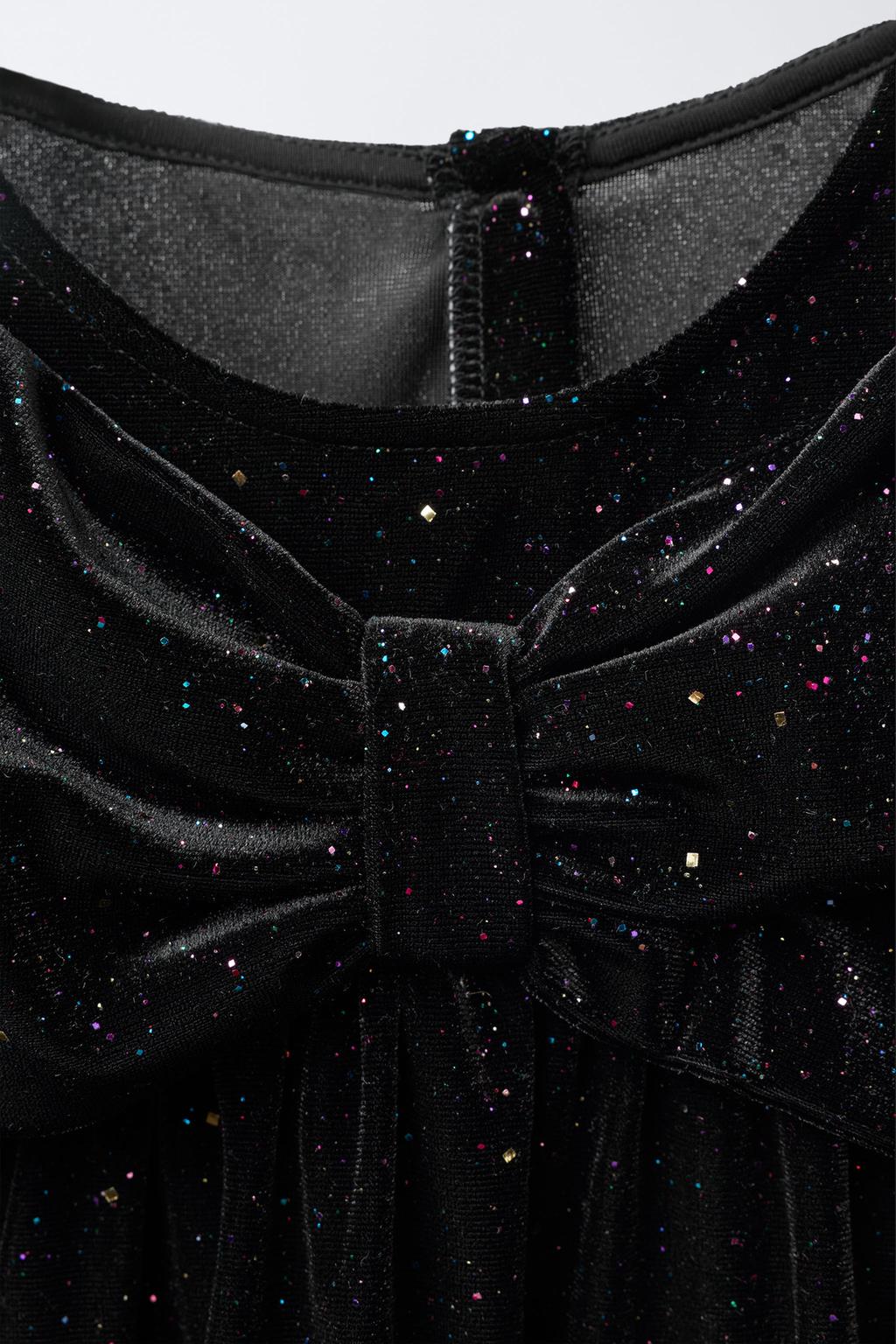 БАРХАТНОЕ ПЛАТЬЕ С БАНТОМ И БЛЁСТКАМИ