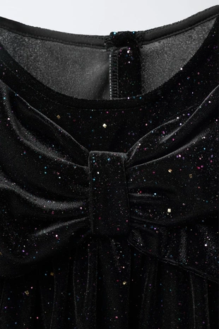 Бархатное платье с бантом и блёстками- Заказать в России