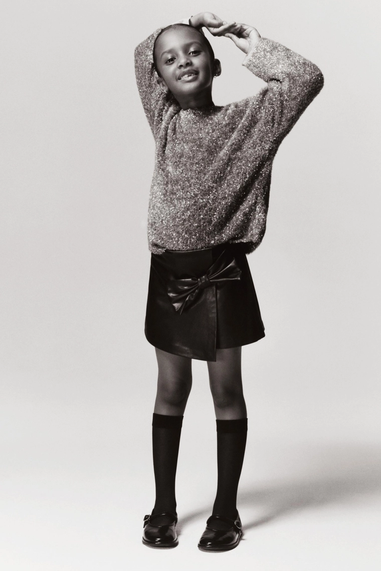 Сияющий вязаный свитер из искусственного меха