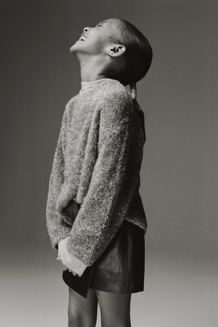 Сияющий вязаный свитер из искусственного меха