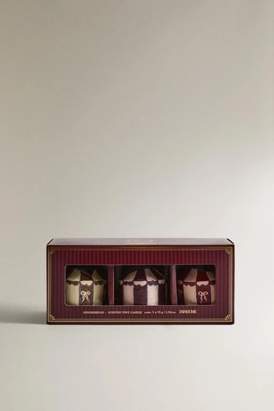 Набор ароматических свечей в форме палатки с запахом имбирного пряника (упаковка из 3 шт.)- Заказать в России