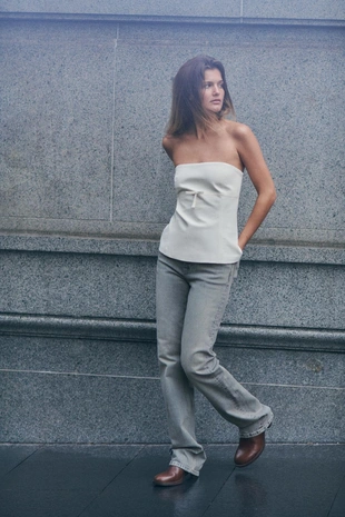 Купить Zara Прямые джинсы TRF с высокой посадкой