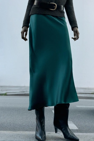 Атласная юбка миди- Заказать в России