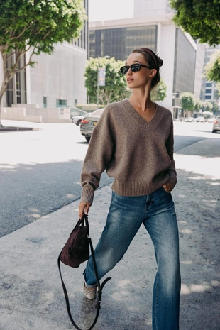 Купить Zara Мягкий трикотажный джемпер с V-образным вырезом