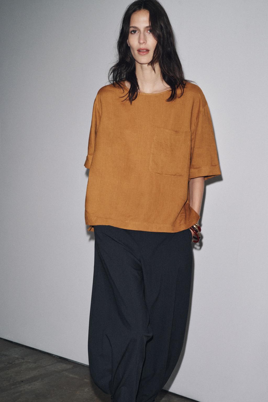 ТОП ИЗ ЛЬНА С КОРОТКИМИ РУКАВАМИ ZW COLLECTION