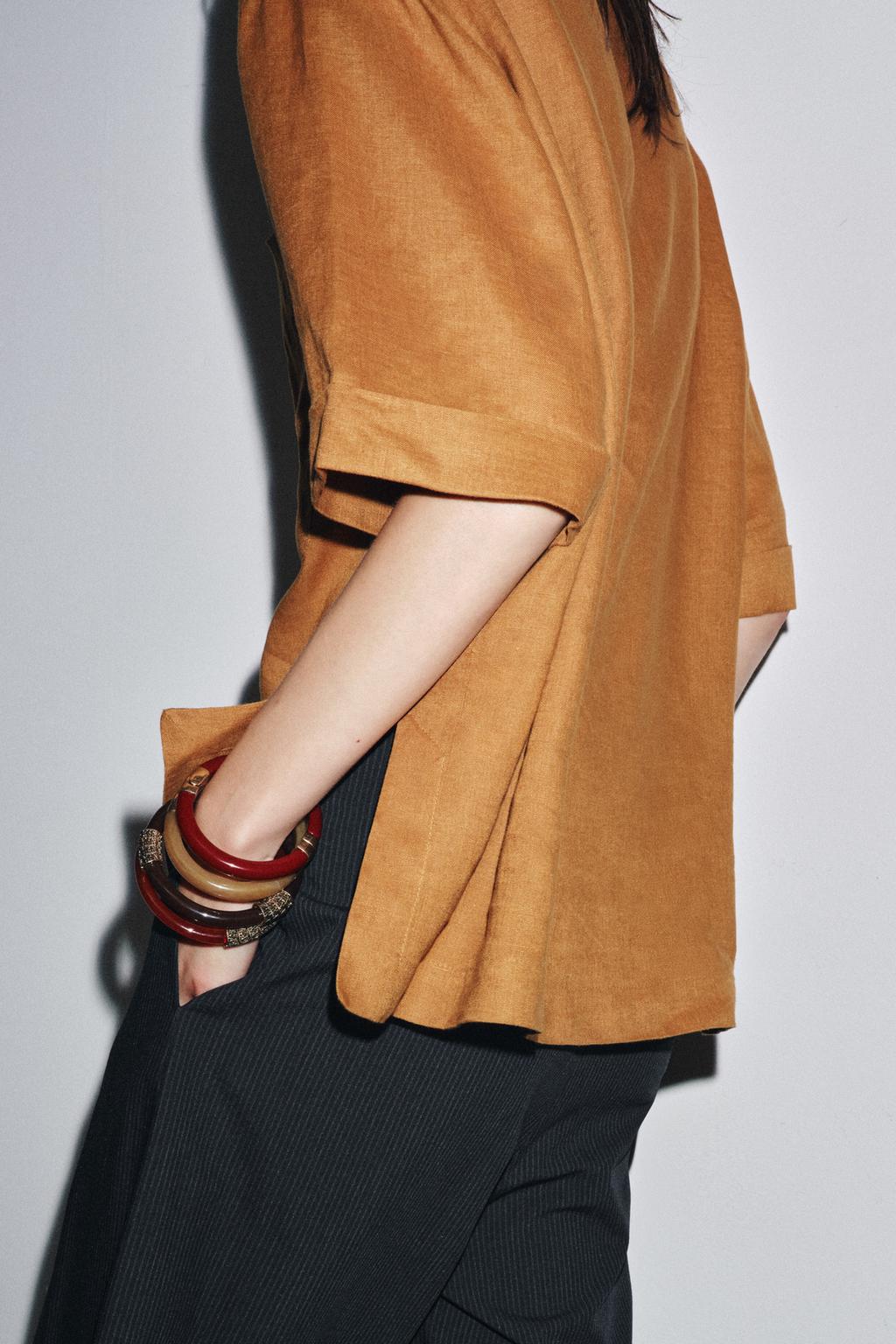 ТОП ИЗ ЛЬНА С КОРОТКИМИ РУКАВАМИ ZW COLLECTION