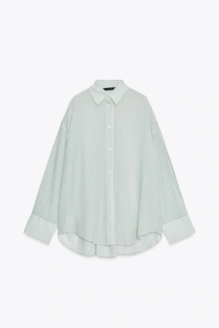 Рубашка оверсайз в полоску из марли- Заказать в России