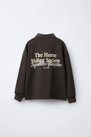 Купить Zara Поло с текстом из вельвета