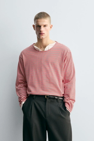 Купить Zara Жаккардовая футболка в полоску LIMITED EDITION