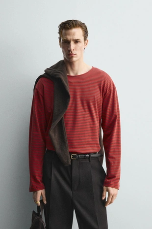 Купить Zara Жаккардовая футболка в полоску ограниченная серия