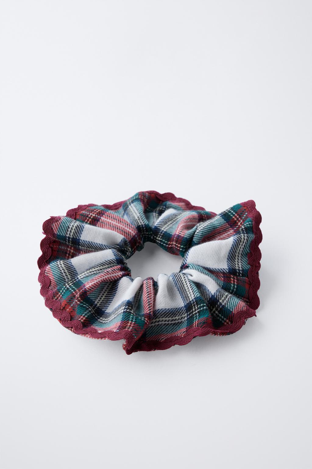 НАБОР ИЗ ДВУХ РЕЗИНОК ДЛЯ ВОЛОС ИЗ ФЛАНЕЛИ В КЛЕТКУ