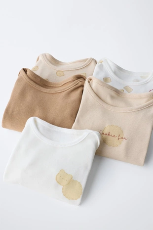 Набор из пяти боди с принтом печенья- Заказать в России