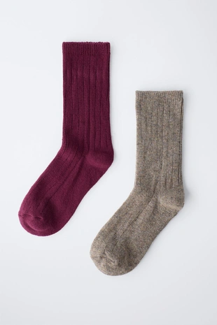 Набор из двух пар длинных ребристых носков- Заказать в России