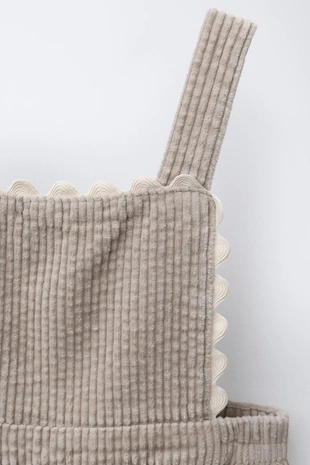 Длинный вельветовый комбинезон с волнистой отделкой- Заказать в России