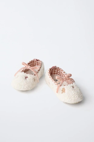 Ecru White | 6911/630/002 - Zara Новогодние домашние тапочки