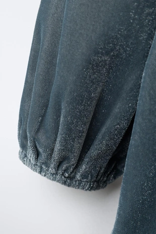 Blue | 5770/566/400 - Zara Бархатное платье с вышивкой