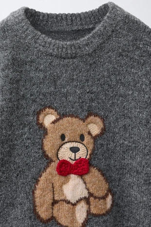 Вязаный джемпер с медведем- Заказать в России