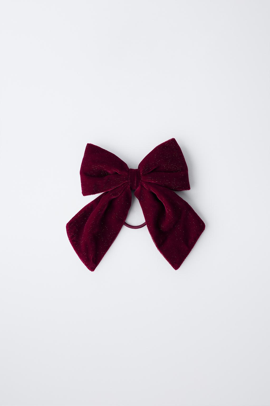 БАРХАТНАЯ РЕЗИНКА ДЛЯ ВОЛОС С БЛЕСТЯЩИМИ БАНТАМИ