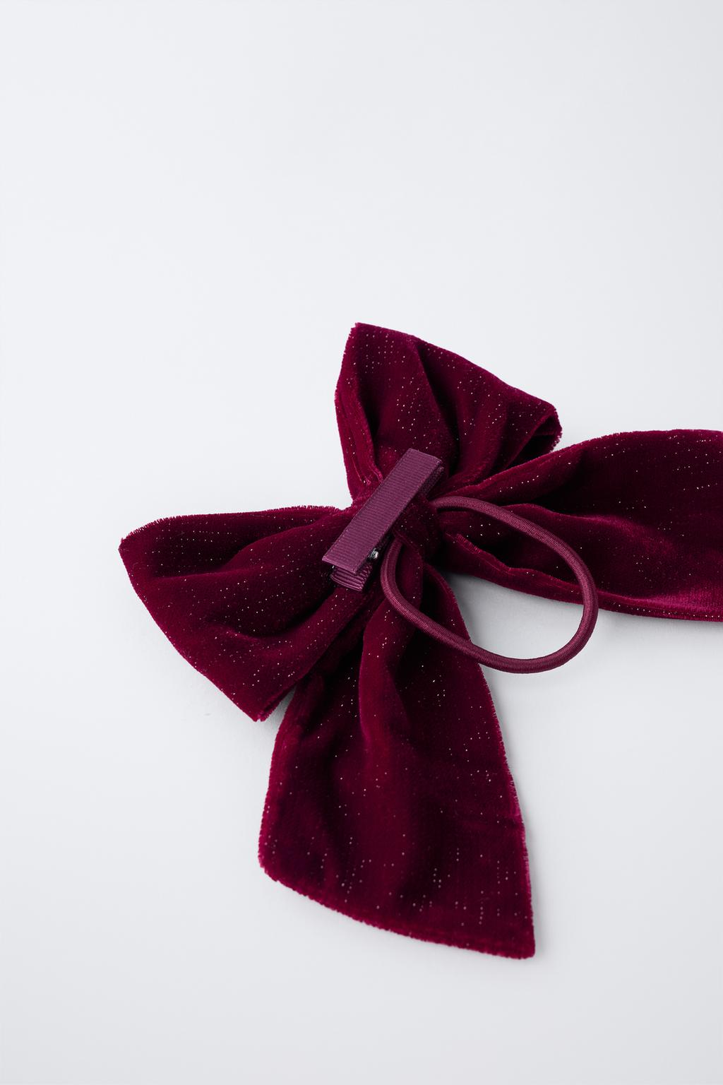 БАРХАТНАЯ РЕЗИНКА ДЛЯ ВОЛОС С БЛЕСТЯЩИМИ БАНТАМИ