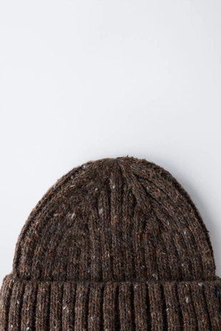 Brown | 3739/545/700 - Zara 3–14 лет / шапка бини с отделкой из шерсти