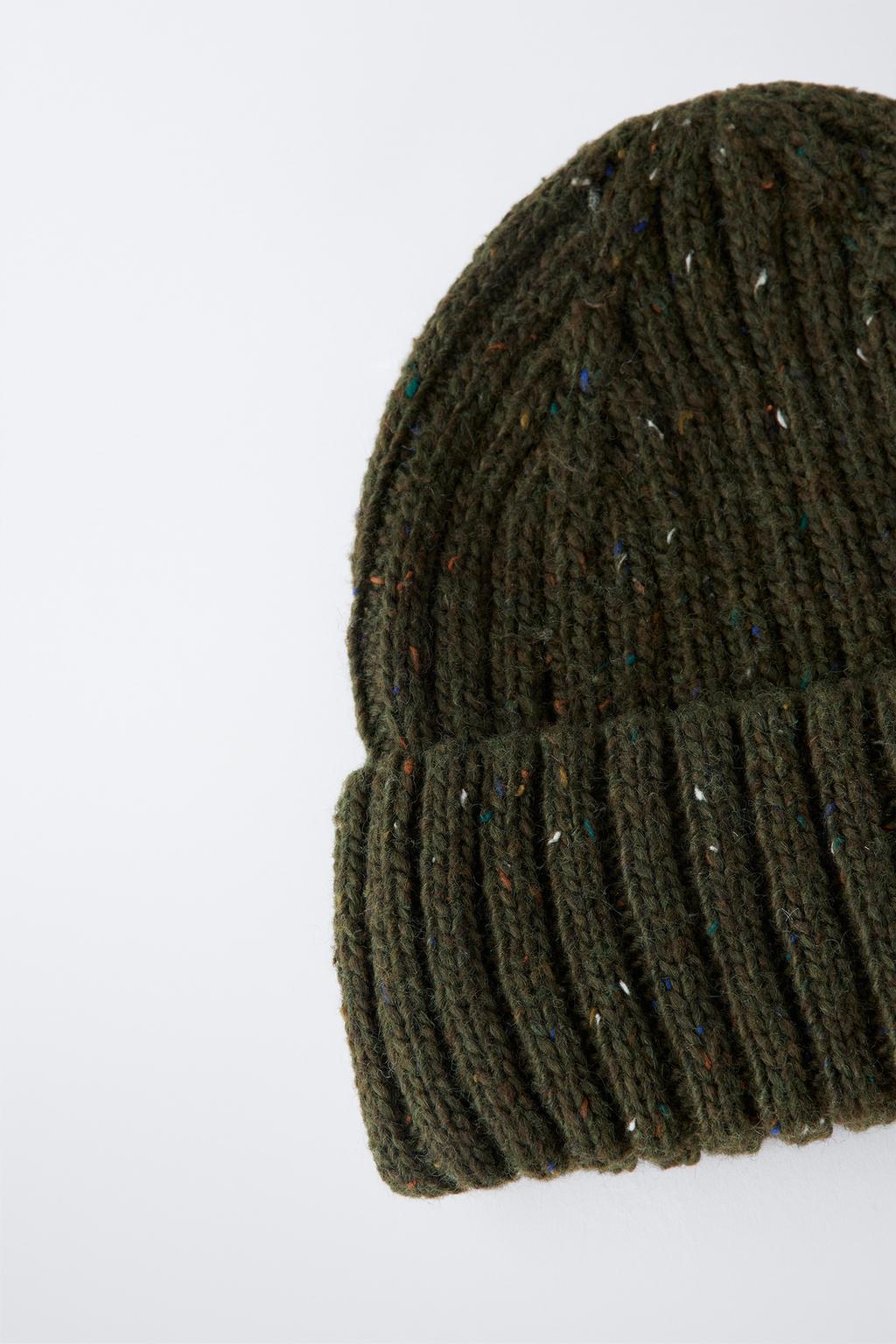 3-14 ЛЕТ/ ВЯЗАНАЯ ШАПКА С ОТВОРОТОМ И ШЕРСТЬЮ