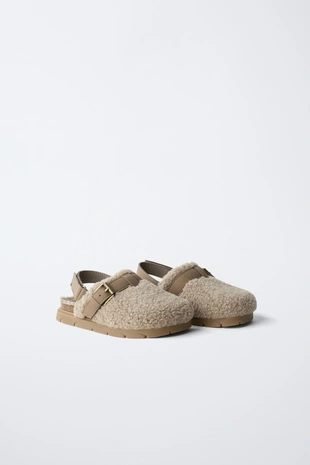 Сабо из искусственной овчины- Заказать в России