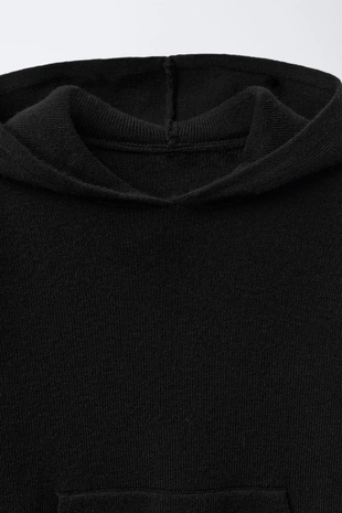 Black | 2582/646/800 - Zara Трикотажная толстовка с капюшоном