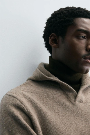 Толстовка из 100% шерсти с капюшоном- Заказать в России