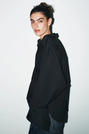 Рубашка оверсайз из поплина- Заказать в России