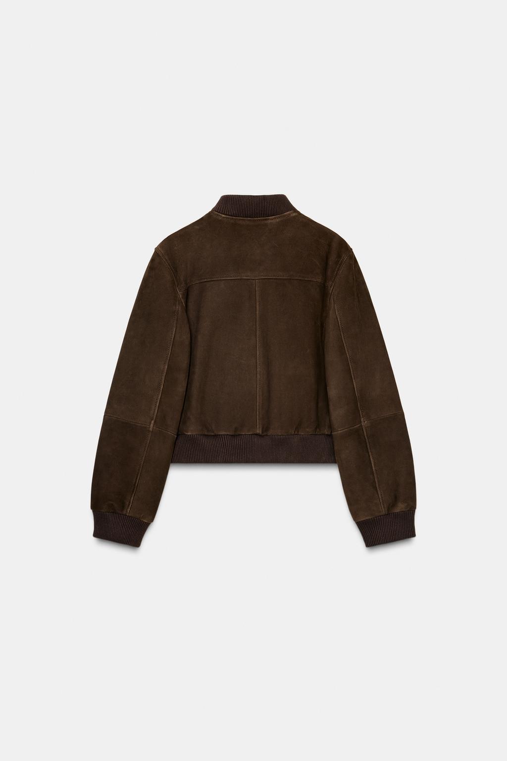 Zara Бомбер из замши — коллекция zara «zw» - Цвет шоколадный