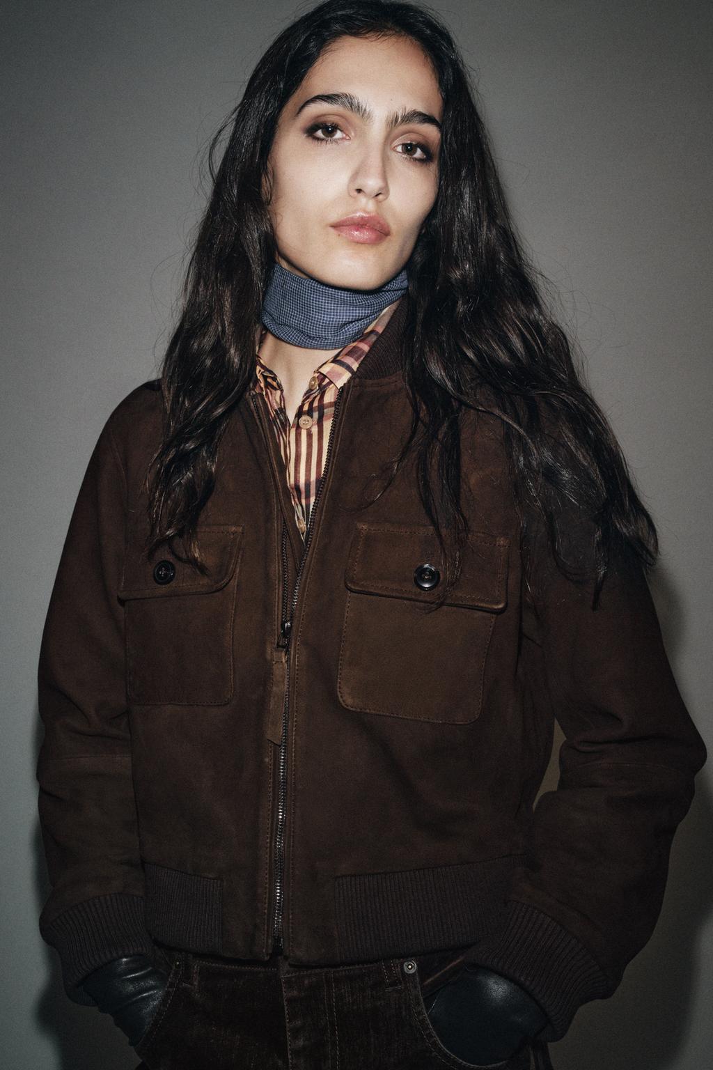 gray様♡ご確認ページ Zara Бомбер из замши — коллекция zara «zw» - Цвет шоколадный