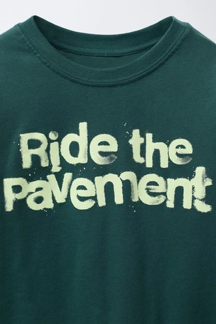 Green | 5431/878/500 - Zara Футболка с текстовым принтом