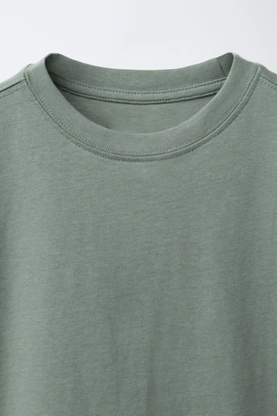 Greenish | 1887/749/514 - Zara Однотонная футболка MEDIUM WEIGHT